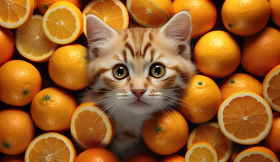 Cat and Dogs HD Pet Lovers Oranges Fruit Wallpaper Illustrations (4)