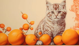 Cat and Dogs HD Pet Lovers Oranges Fruit Wallpaper Illustrations (6)