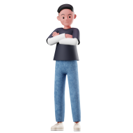 Crossed Arm 3D Male Character Pose Illustration Style 3