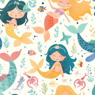 Cute Mermaid Seamless Pattern (6)