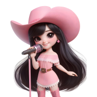 Cute Pink Girl Musical Performance 3D Doll Illustration (10)