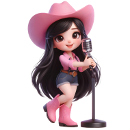 Cute Pink Girl Musical Performance 3D Doll Illustration (11)