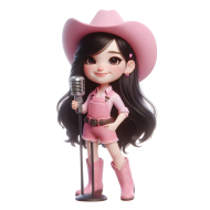 Cute Pink Girl Musical Performance 3D Doll Illustration (5)