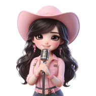 Cute Pink Girl Musical Performance 3D Doll Illustration (6)