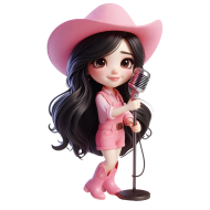 Cute Pink Girl Musical Performance 3D Doll Illustration (7)