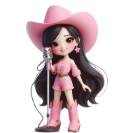 Cute Pink Girl Musical Performance 3D Doll Illustration (8)