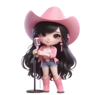 Cute Pink Girl Musical Performance 3D Doll Illustration (9)