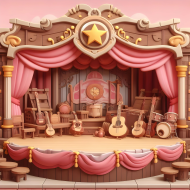 Cute Pink Girl Musical Performance 3D Stage Illustration (4)