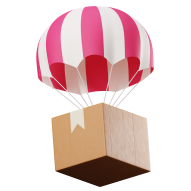 Delivery with Parachute 3D Illustration