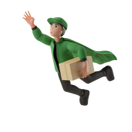 Ecommerce Delivery Service Character 3d Illustration green (8)