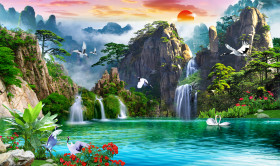 exquisite 3d wallpaper capturing beauty lush forest waterfall nature