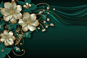 Flowers dark green background with copy space