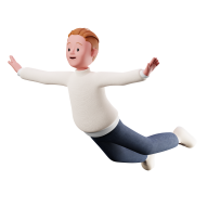 Flying 3D Male Character Pose Illustration Style