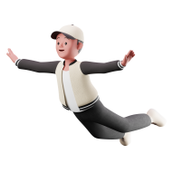 Flying 3D Male Character Pose Illustration Style 2