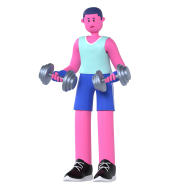 Gym and Fitness Boy 3D Illustration Dumbbell