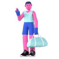 Gym and Fitness Boy 3D Illustration Gym Bag