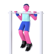 Gym and Fitness Boy 3D Illustration Pull up bar