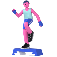 Gym and Fitness Boy 3D Illustration Step Gym