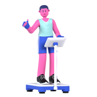 Gym and Fitness Boy 3D Illustration Weight Scale