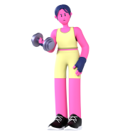 Gym and Fitness Girl 3D Illustration Dumbbell