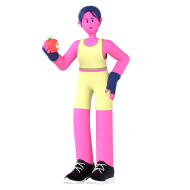 Gym and Fitness Girl 3D Illustration Eat Fruit