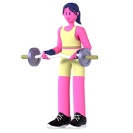 Gym and Fitness Girl 3D Illustration EZ Curl Bar