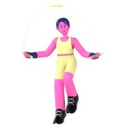 Gym and Fitness Girl 3D Illustration Jumping rope