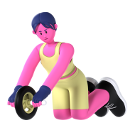 Gym and Fitness Girl 3D Illustration Roller Abs