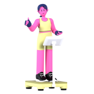 Gym and Fitness Girl 3D Illustration Weight Scale