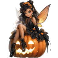 Halloween Angel Doll Fairy Girl Watercolor Clipart (23)