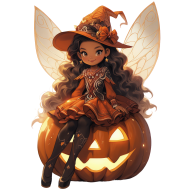 Halloween Angel Doll Fairy Girl Watercolor Clipart (34)