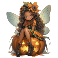 Halloween Angel Doll Fairy Girl Watercolor Clipart (35)