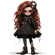 Halloween Chic Bones Doll Watercolor Clipart Illustration (42)