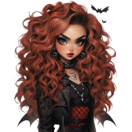 Halloween Goth Chic Dolls Watercolor Clipart Illustration (12)