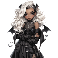 Halloween Goth Chic Dolls Watercolor Clipart Illustration (2)