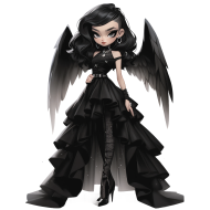 Halloween Goth Chic Dolls Watercolor Clipart Illustration (23)