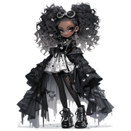 Halloween Goth Chic Dolls Watercolor Clipart Illustration (26)