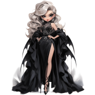 Halloween Goth Chic Dolls Watercolor Clipart Illustration (46)