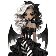 Halloween Goth Chic Dolls Watercolor Clipart Illustration (49)