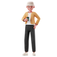 Holding Coffee 3D Male Character Pose Illustration Style 5