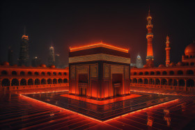 Illustration of islamic holy Kaaba. generative ai