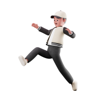 Jumping 3D Male Character Pose Illustration Style 2