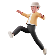 Jumping 3D Male Character Pose Illustration Style 5