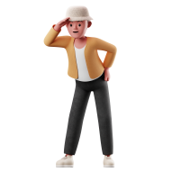 Looking 3D Male Character Pose Illustration Style 5