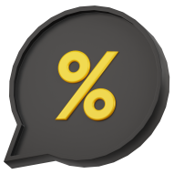 Percent Sign 3D Fintech Icon