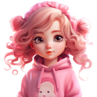 Pink Young Girl Mascotes Doll Fashion Illustration (3)