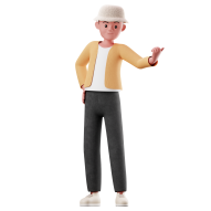 Pointing 3D Male Character Pose Illustration Style 5