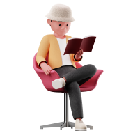 Sit and read 3D Male Character Pose Illustration Style 5