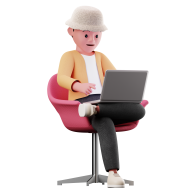 Sit and using laptop 3D Male Character Pose Illustration Style 5