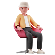 Sitting 3D Male Character Pose Illustration Style 5